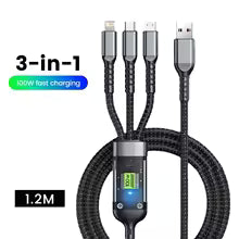 3 in 1 100W USB Cable Fast Charging
